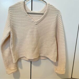 OAK + FORT Cream V-Neck Sweater